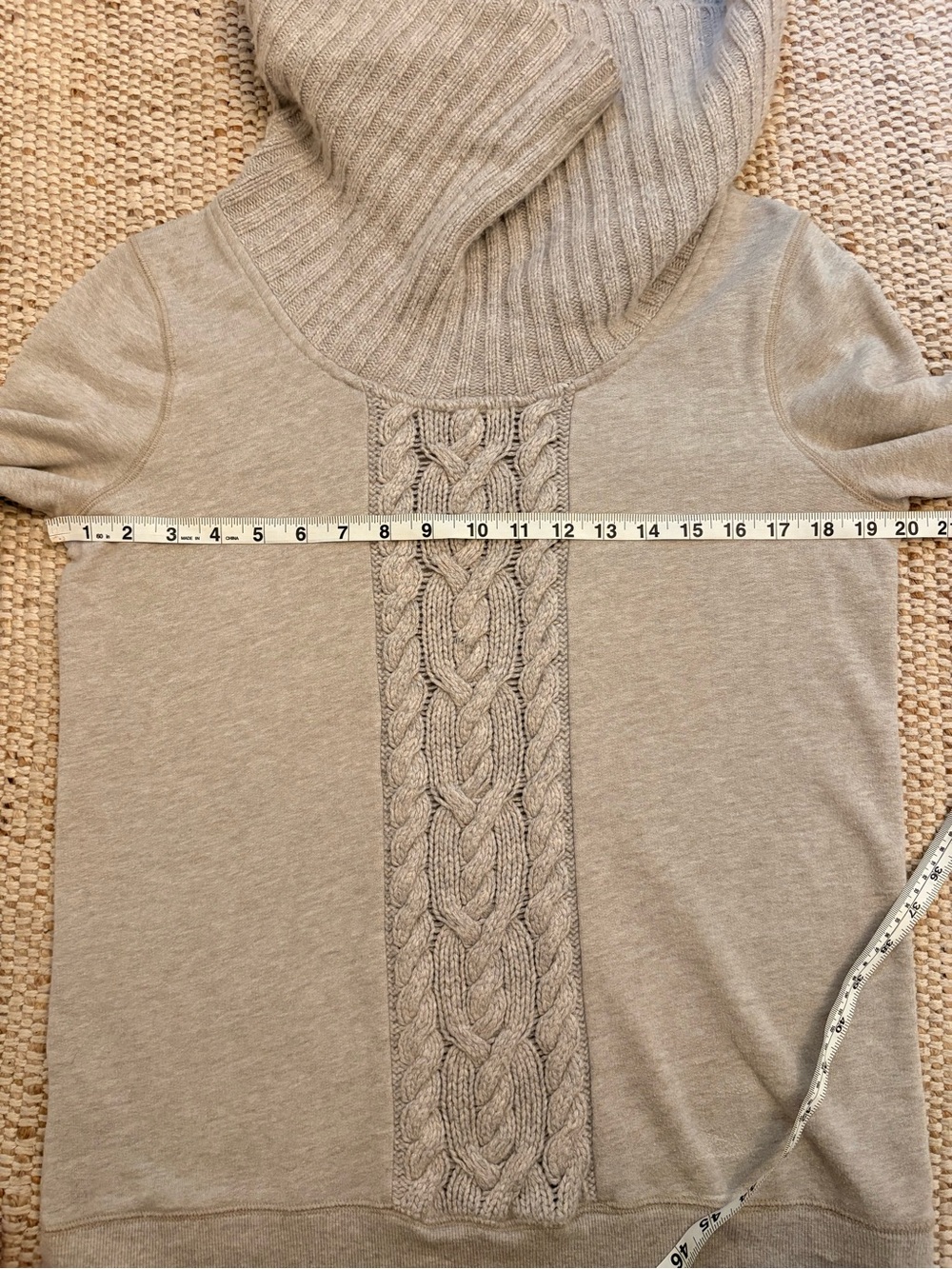 LOFT Cream Cable-Front Cowl Neck Sweater Womens Medium - Picture 11 of 13